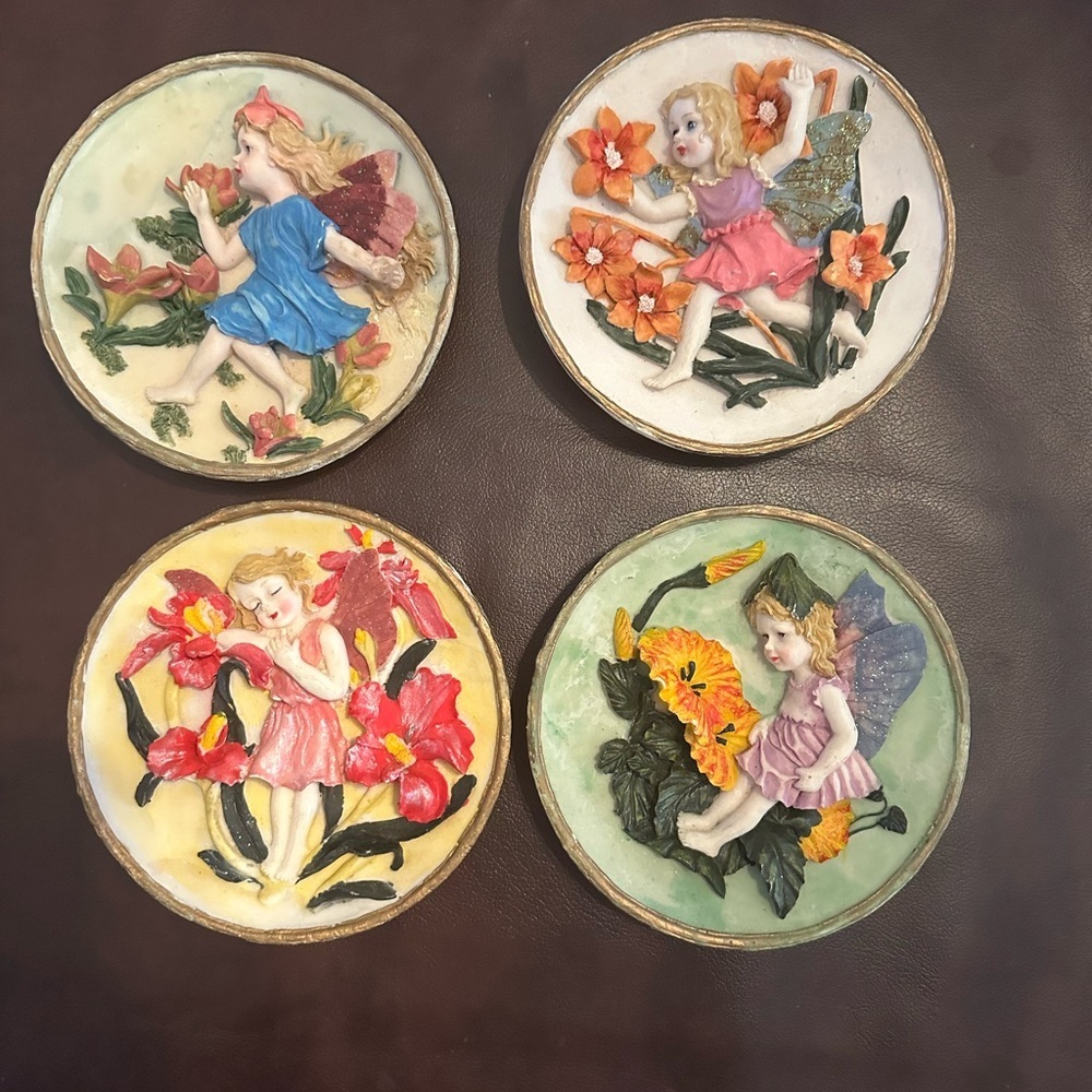 4 fairy wall plates